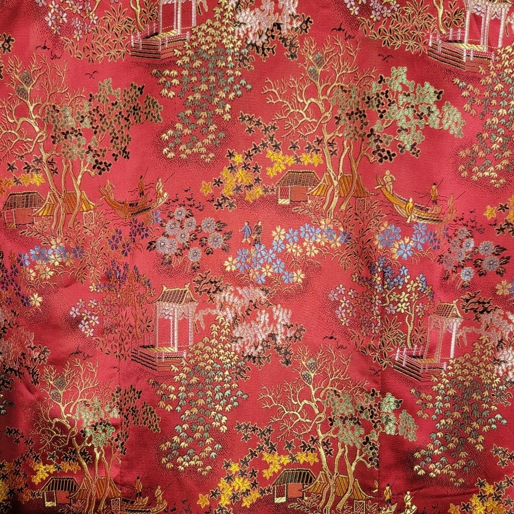 Vintage Kimono Robe Red Brocade Robe #3003 - Picture 5 of 14